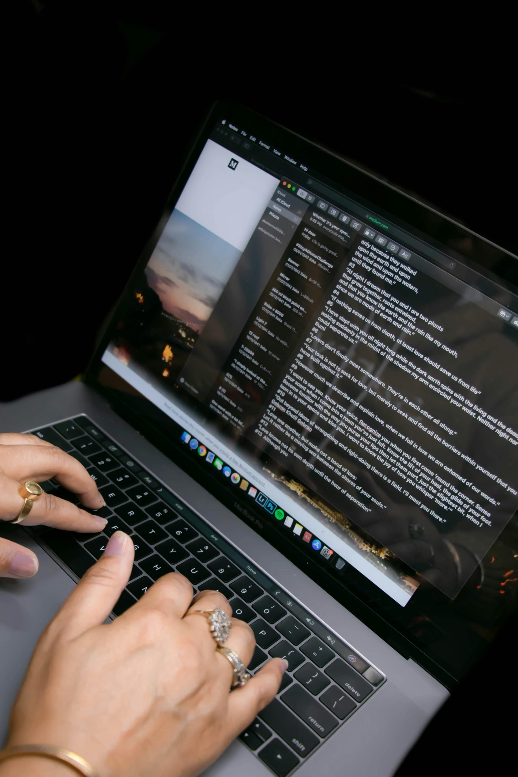 Hands typing a warm, on-brand email on a laptop to stay in touch and keep people close
